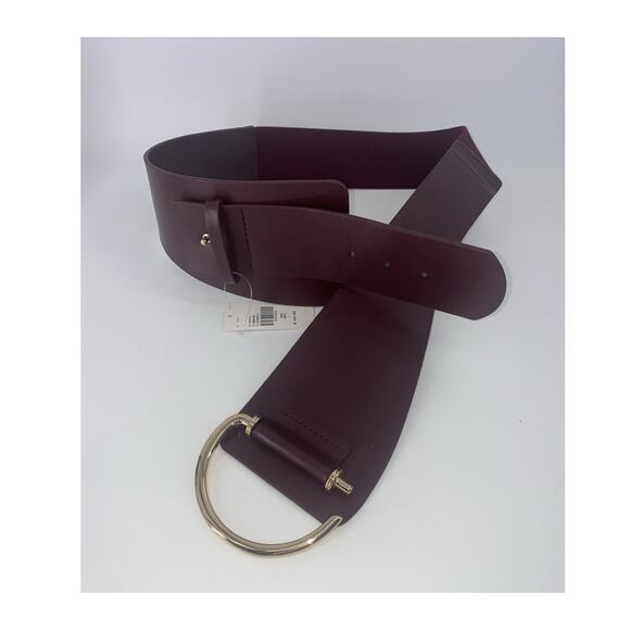 Anthropologie Belt Womens M/L Brown/red Faux Leather Wide Gold Buckle Waist main image 10
